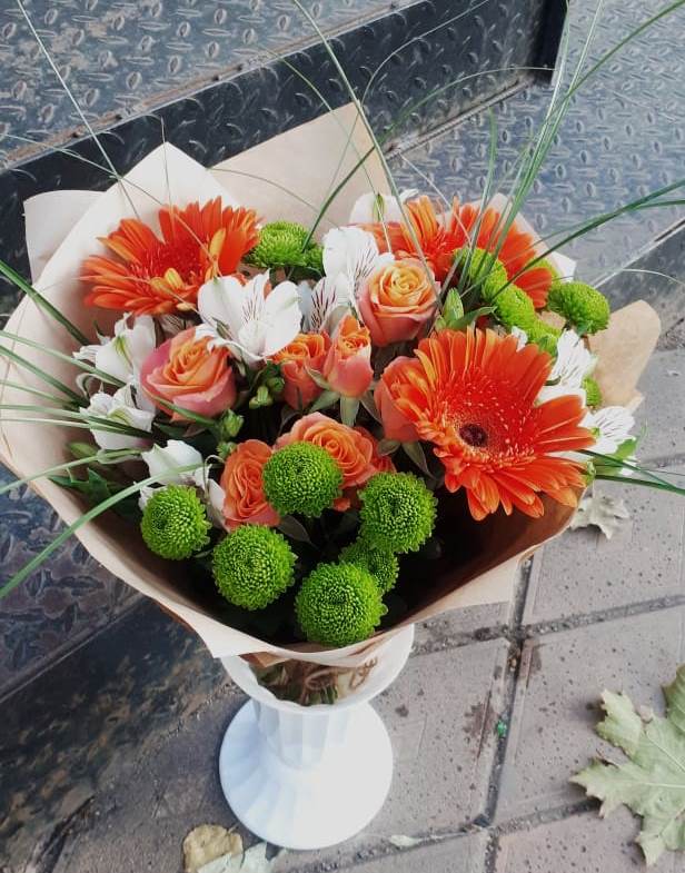 Букет цветов из: Герберы, Хризантемы, Альстромерии и Розы в Колывани