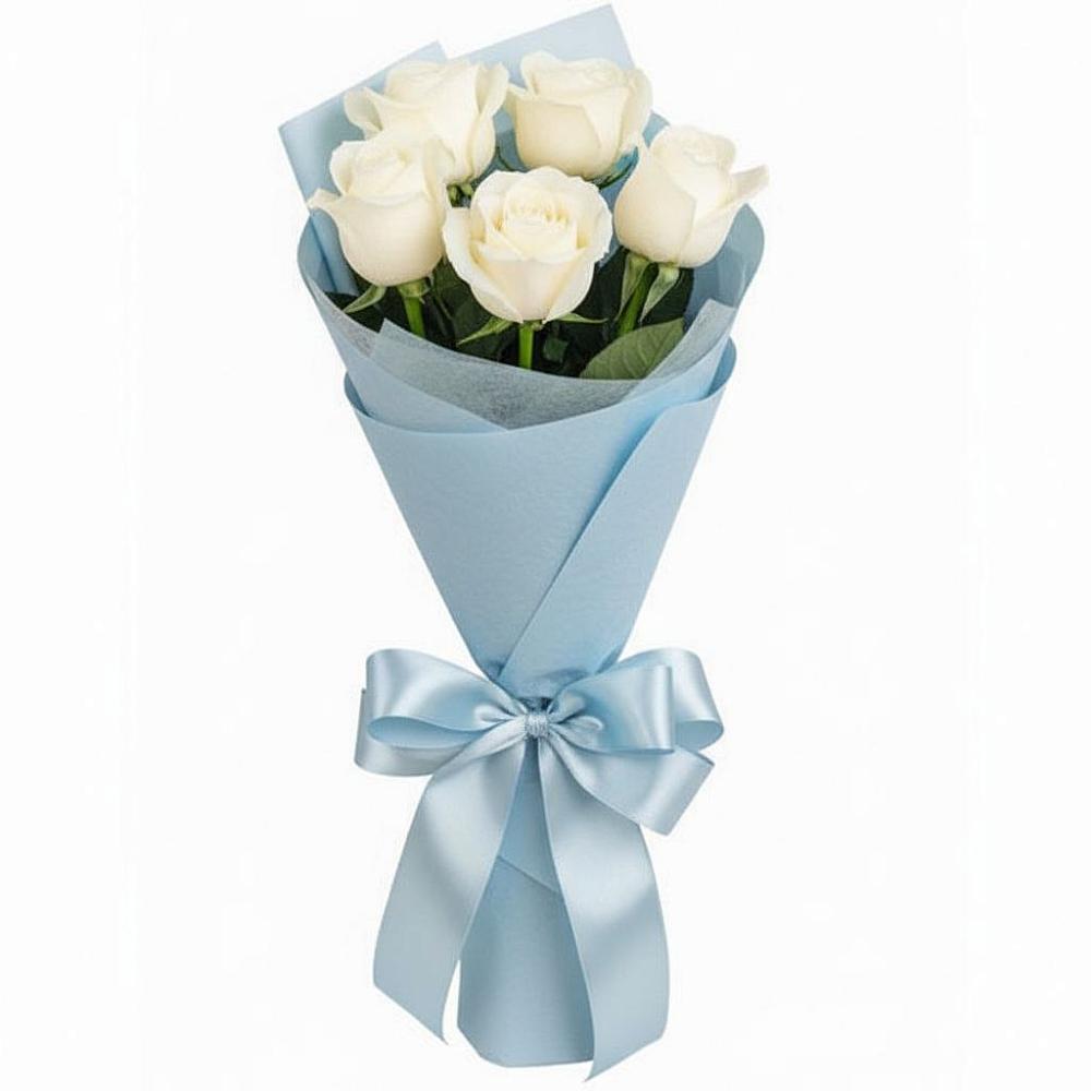 Букет 5 Белых роз Проуд в Колывани