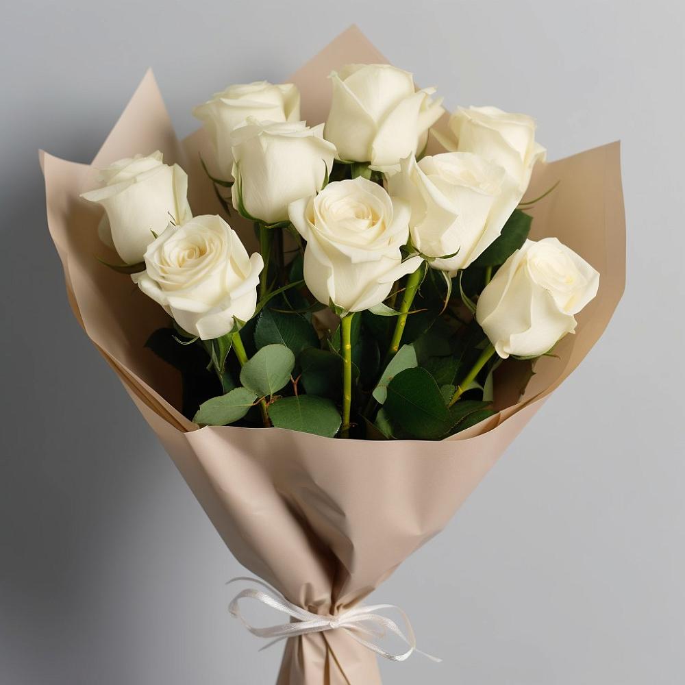 Букет 9 Белых роз Эдлесс Лав в Колывани