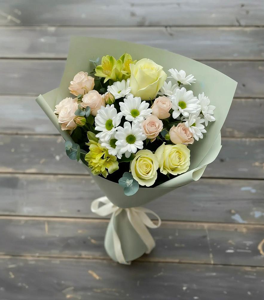 Букет цветов из: Альстромерии, Розы и Хризантемы в Колывани