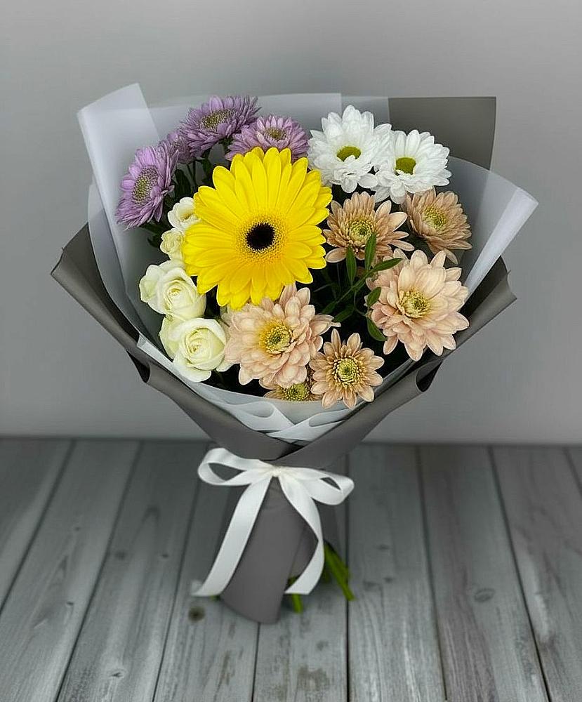 Букет цветов из: Розы, Герберы и Хризантемы в Колывани