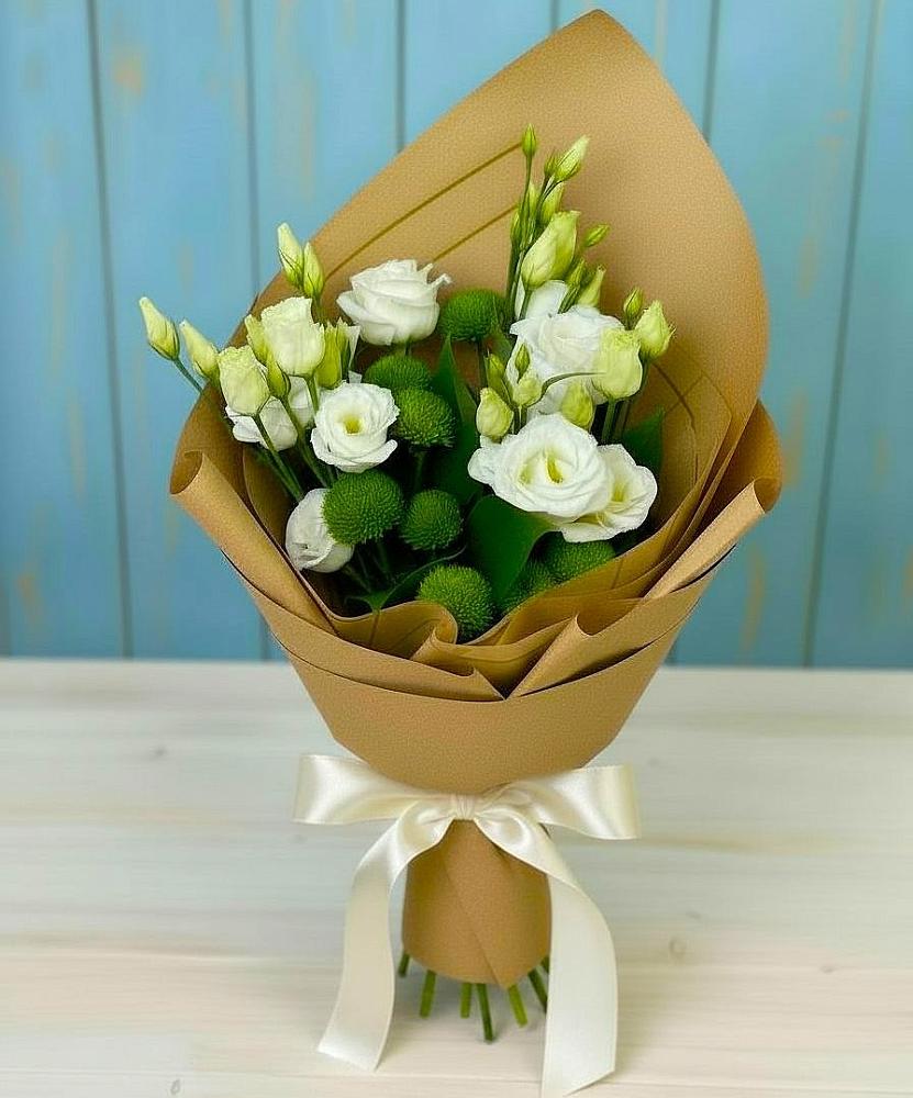 Букет цветов из: Хризантемы и Лизиантусы в Колывани