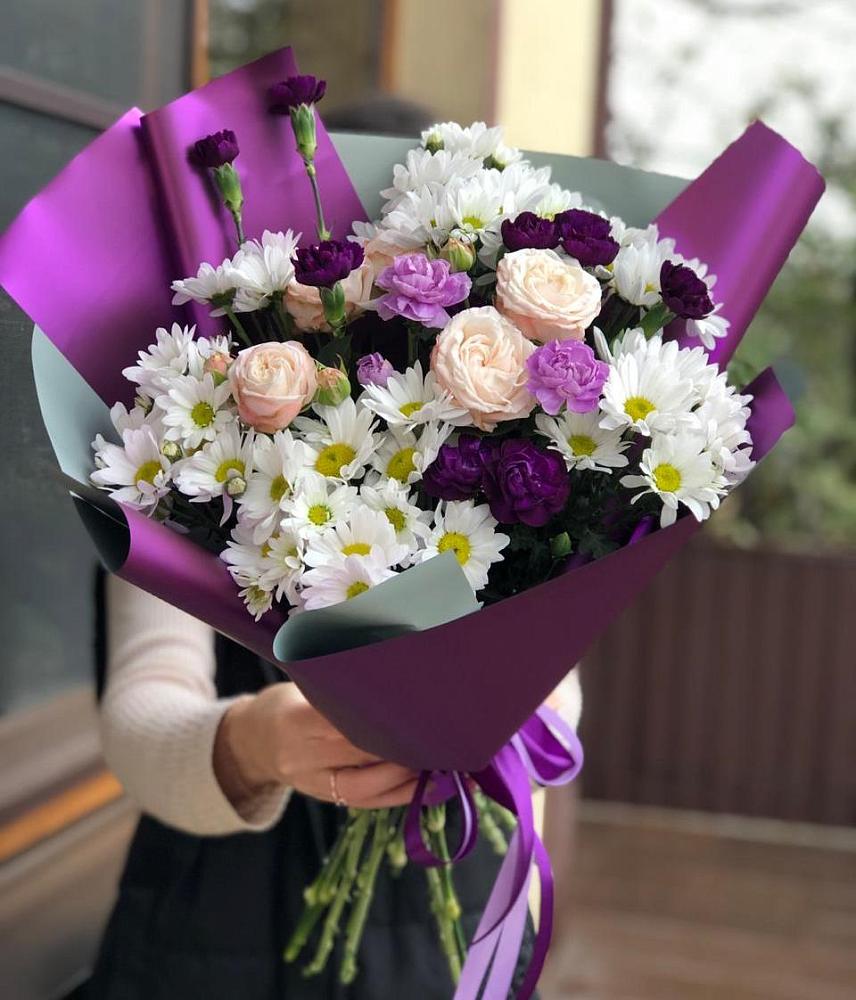 Букет цветов из: Хризантемы, Гвоздики и Розы в Колывани