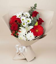 Букет цветов из:  Розы, Хризантемы, Герберы и Лилии в Колывани