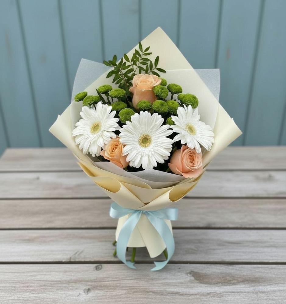 Букет цветов из: Герберы, Розы и Хризантемы в Колывани
