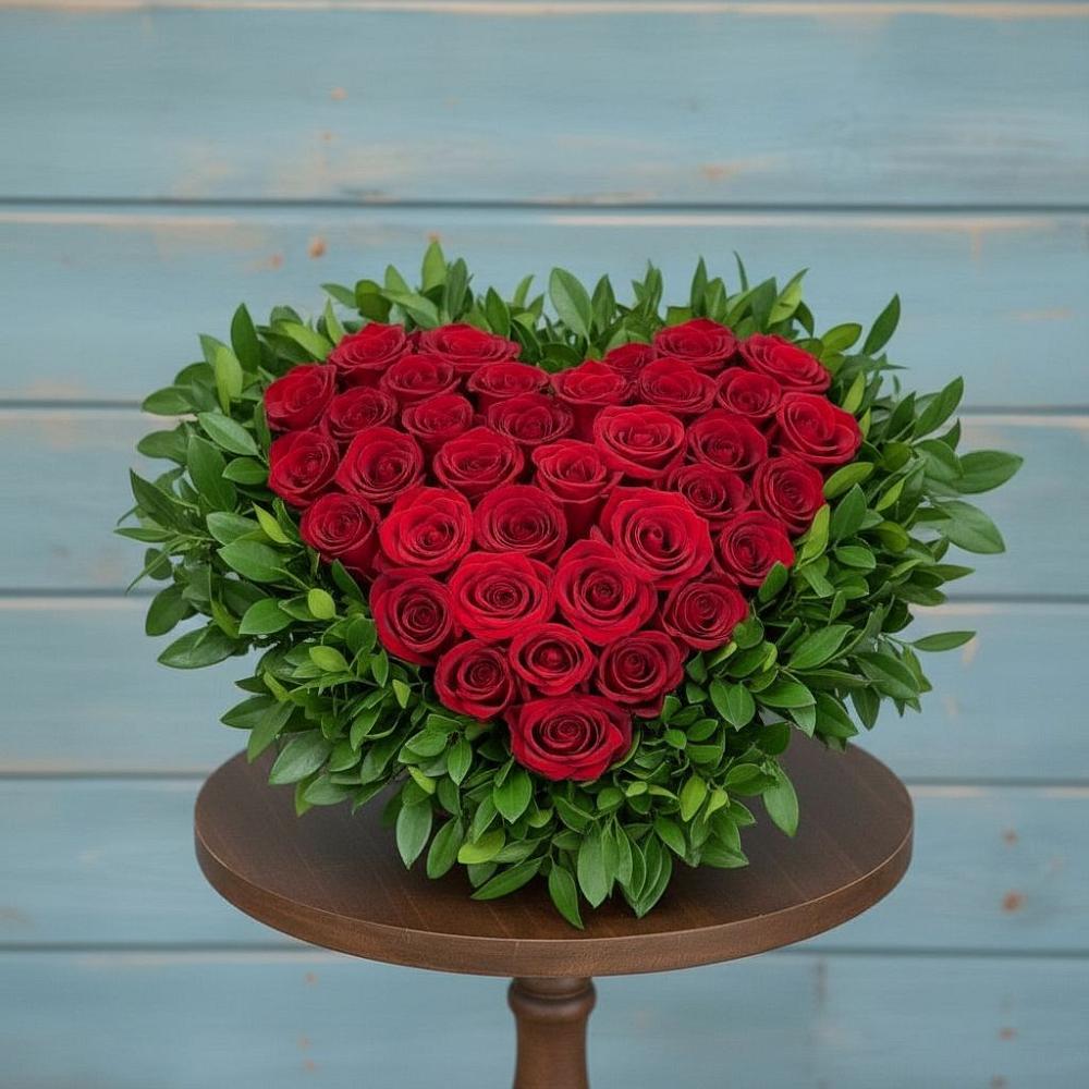 Цветочная композиция из Розы в виде сердца в Колывани