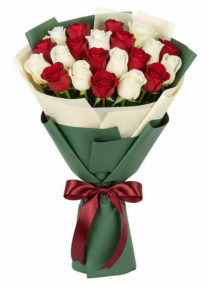 Букет Микс из красных и белых роз в Колывани