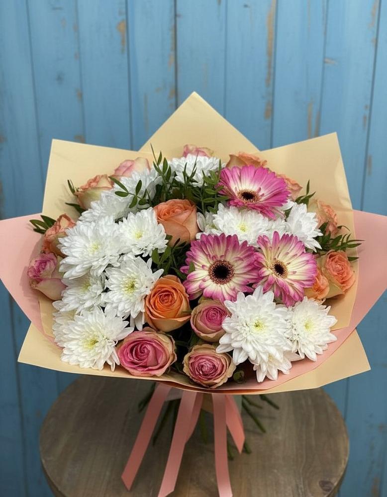 Букет цветов из: Розы, Герберы и Хризантемы в Колывани