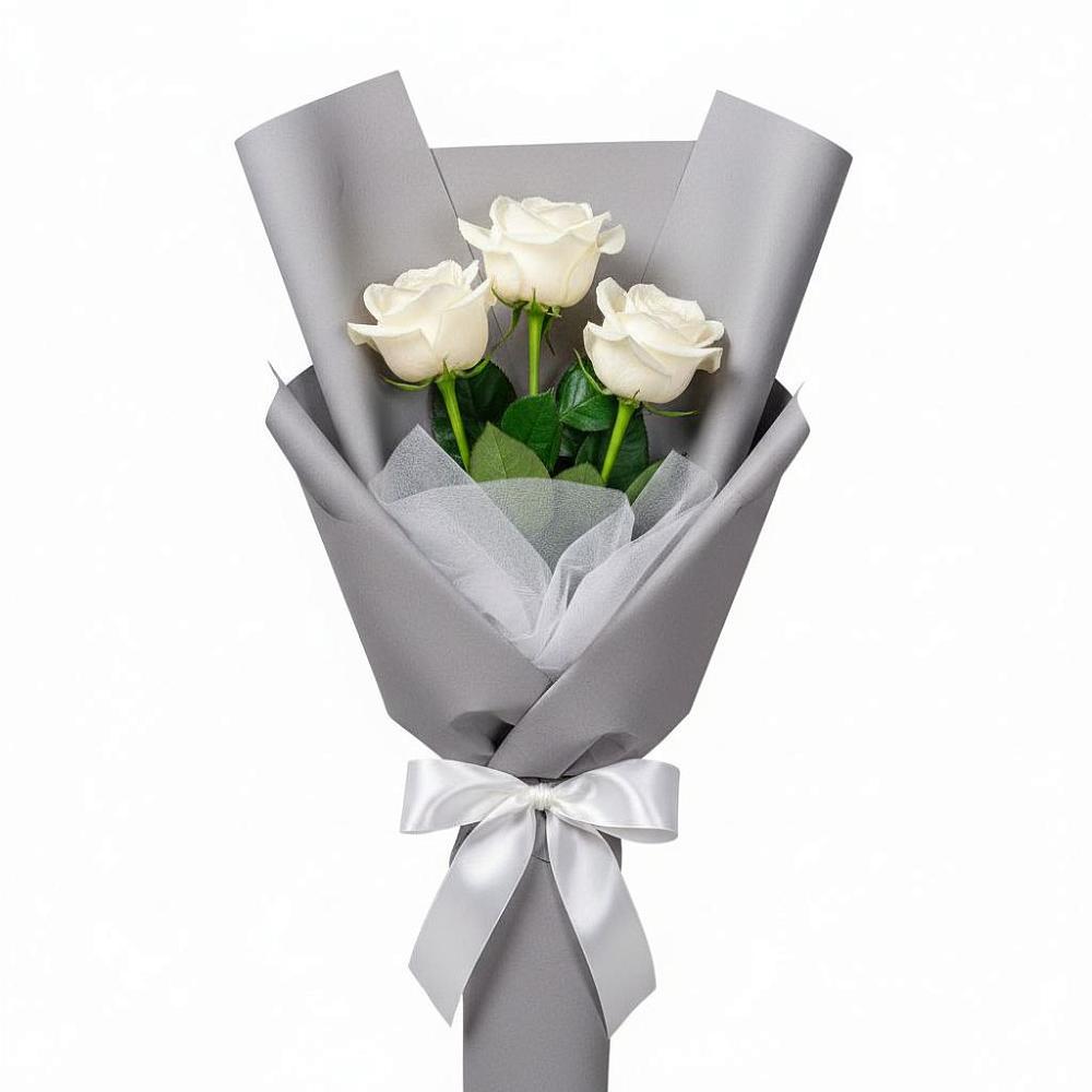 Букет 3 белые розы в Колывани