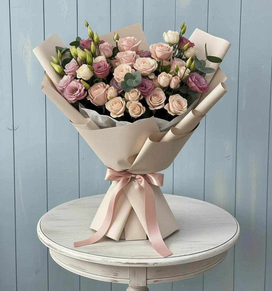 Букет цветов из: Розы и Лизиантусы в Колывани