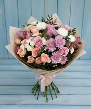 Букет цветов из:  Хризантемы, Розы и Альстромерии в Колывани