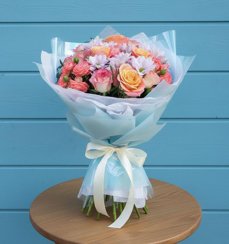 Букет цветов из: Хризантемы и Розы в Колывани